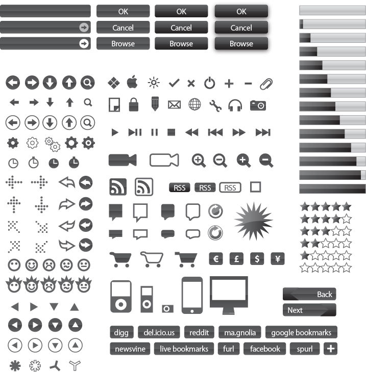 free vector Small Vector Icons and Buttons for Web Design